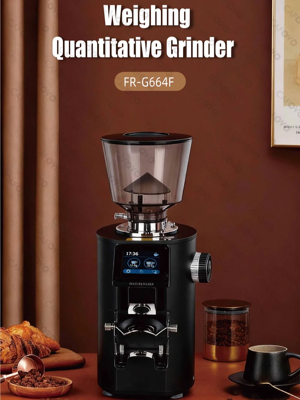 Coffee Grinder Burr Flat - CAFOVO G664F Profesyonel Tartım Özellikli Kahve